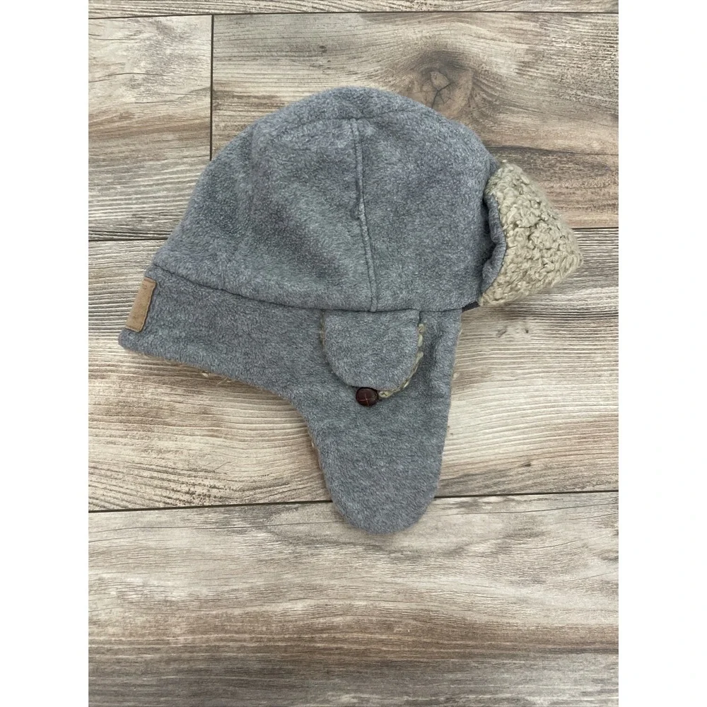 Gap Kids Toddler Boy Gray Fleece Trapper Hat Faux Fur L/XL 54-56cm
